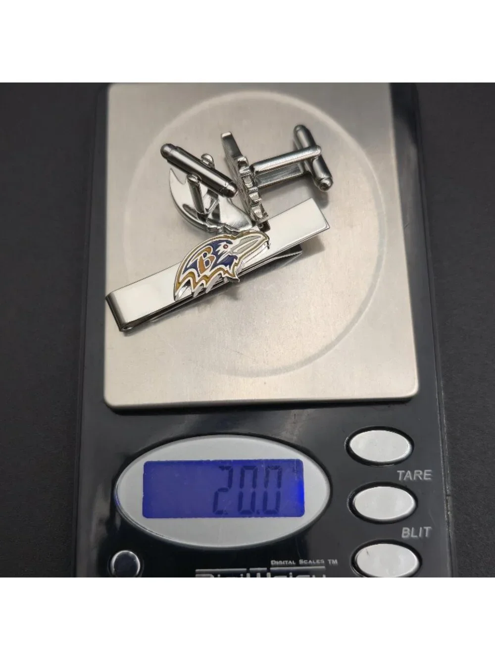 Baltimore Ravens Cufflinks and Tie Clip Set, NFL Men’s Formal Gift A8130